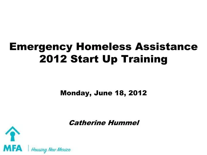 emergency homeless assistance 2012 start up training