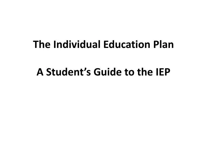 the individual education plan a student s guide to the iep