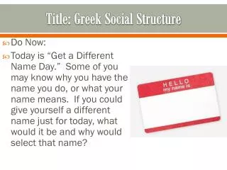 Title: Greek Social Structure