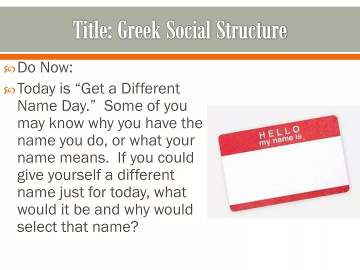 title greek social structure