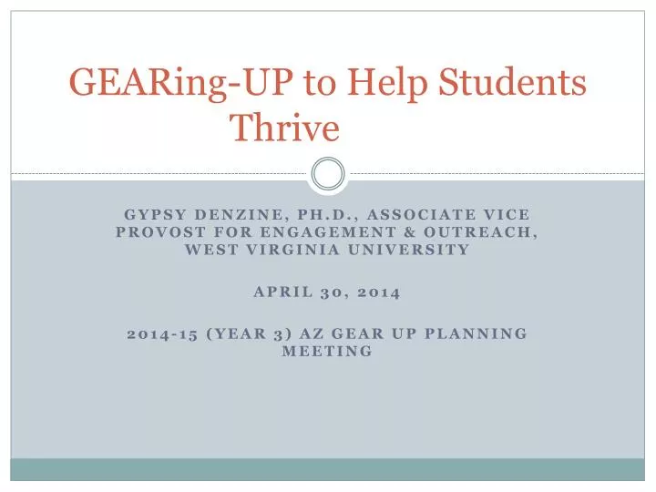 gearing up to help students thrive