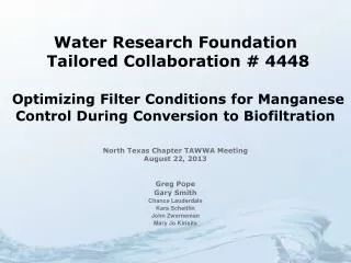 Water Research Foundation Tailored Collaboration # 4448