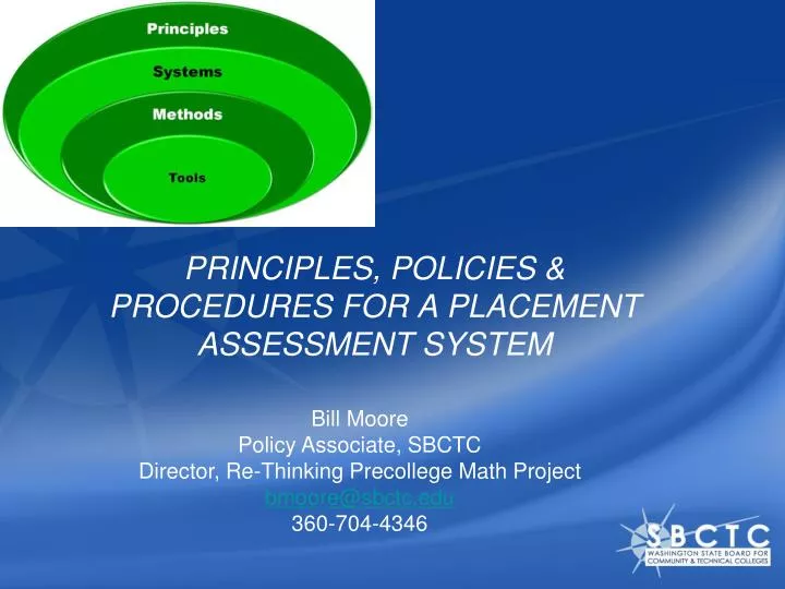 principles policies procedures for a placement assessment system