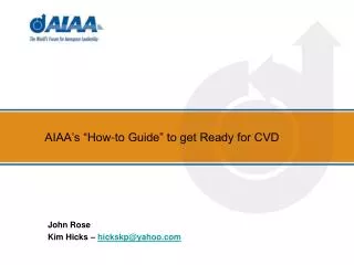 AIAA’s “How-to Guide” to get Ready for CVD