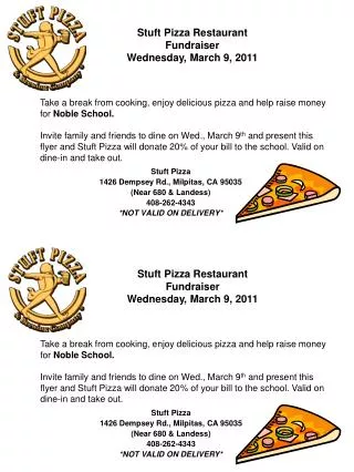 Stuft Pizza 1426 Dempsey Rd., Milpitas, CA 95035 (Near 680 &amp; Landess ) 408-262-4343