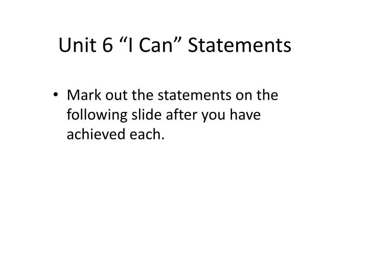 unit 6 i can statements