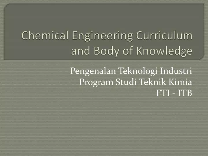 chemical engineering curriculum and body of knowledge