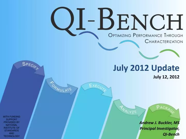 july 2012 update july 12 2012 andrew j buckler ms principal investigator qi bench