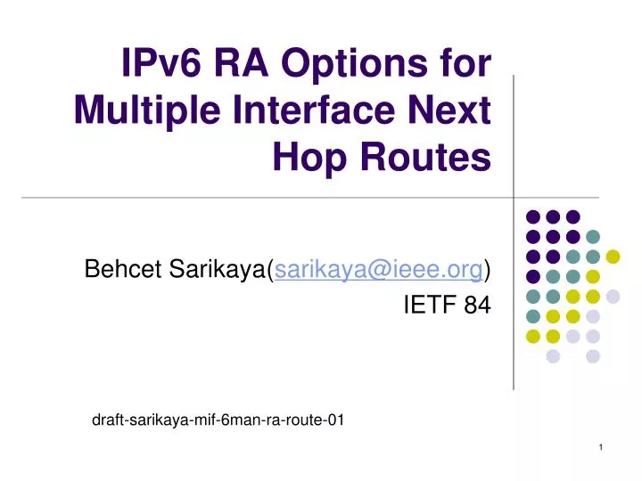 ipv6 ra options for multiple interface next hop routes