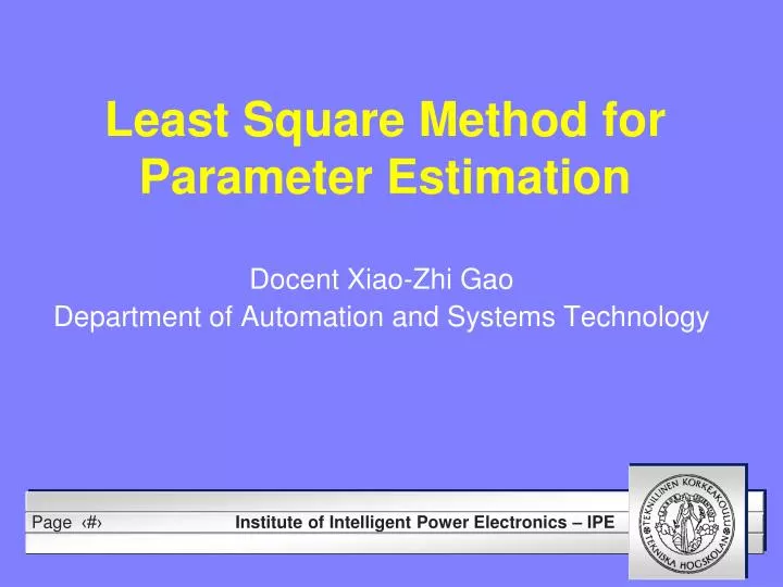 least square method for parameter estimation