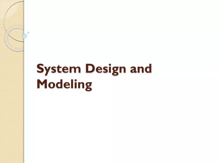 system design and modeling