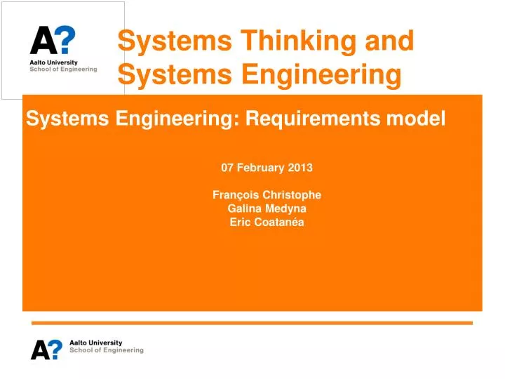 systems thinking and systems engineering