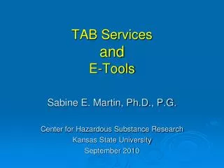 TAB Services and E-Tools