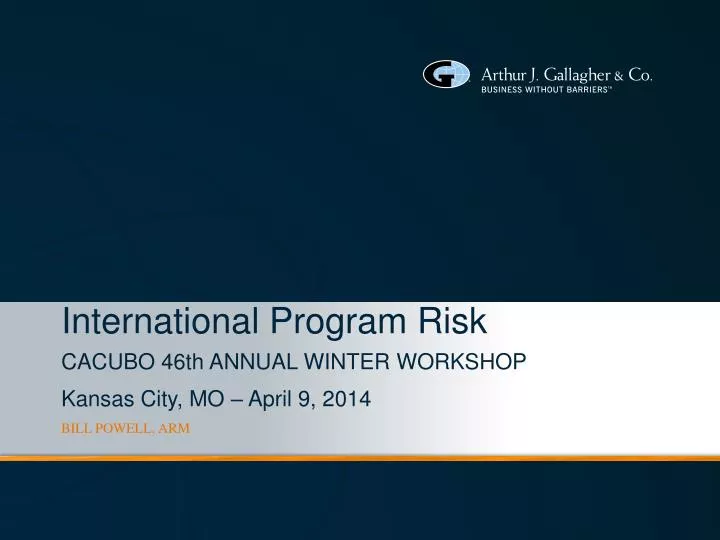 international program risk cacubo 46th annual winter workshop kansas city mo april 9 2014
