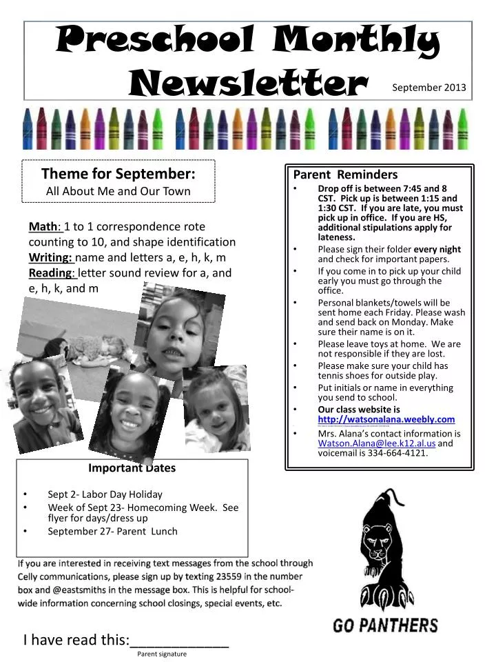 preschool monthly newsletter