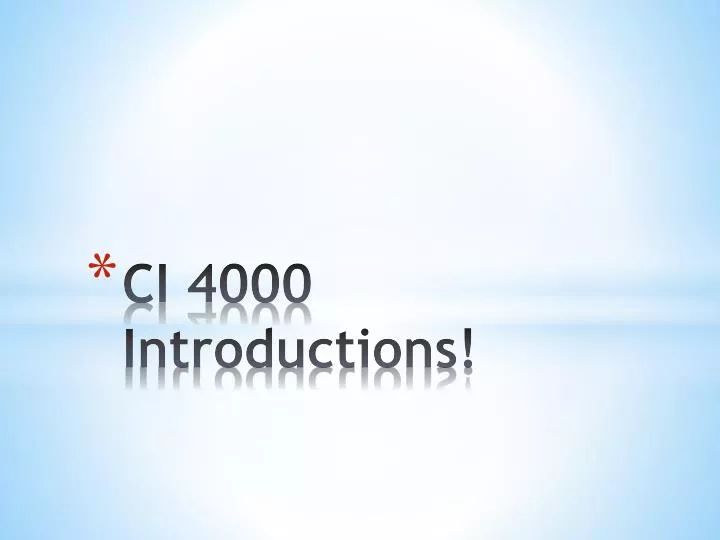 ci 4000 introductions