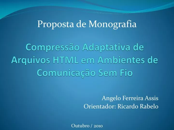 compress o adaptativa de arquivos html em ambientes de comunica o sem fio