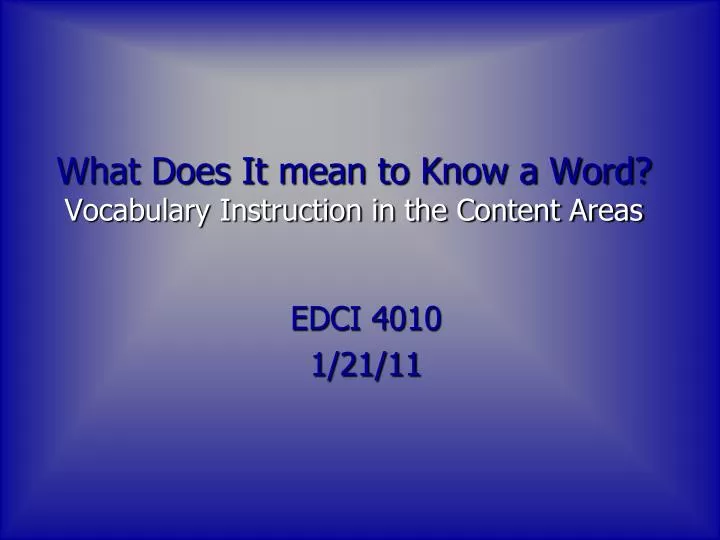 what does it mean to know a word vocabulary instruction in the content areas