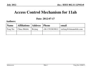 Access Control Mechanism for 11 ah