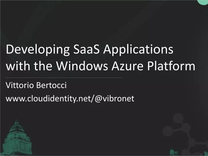 developing saas applications with the windows azure platform