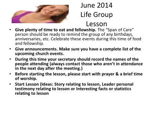 June 2014 Life Group Lesson