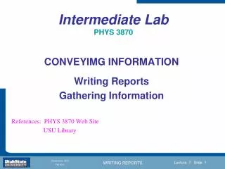 Intermediate Lab PHYS 3870