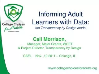 Informing Adult Learners with Data: the Transparency by Design model