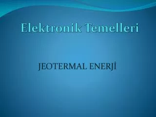 elektronik temelleri
