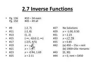 2.7 Inverse Functions