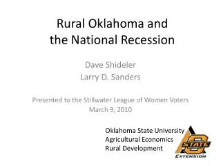 Rural Oklahoma and the National Recession