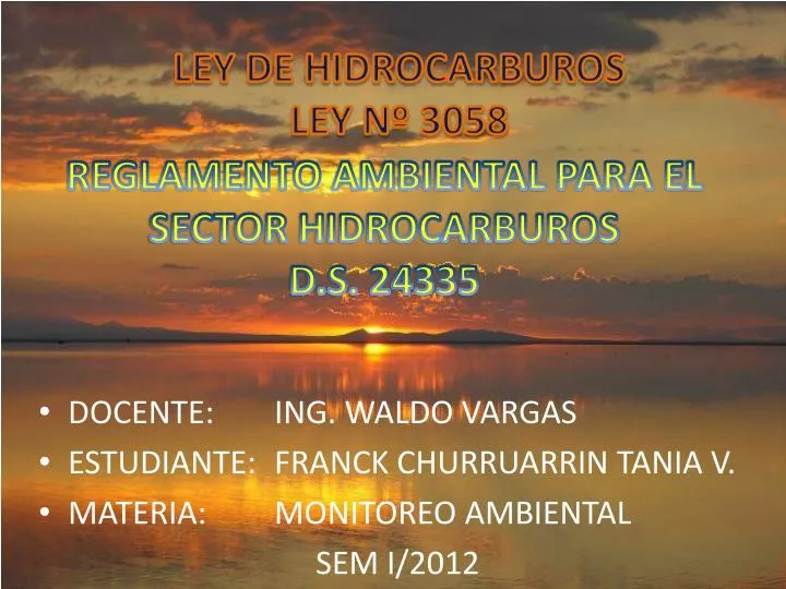 reglamento ambiental para el sector hidrocarburos d s 24335