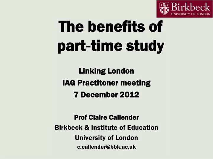 the benefits of part time study
