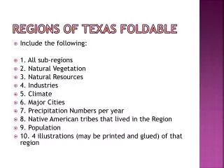 Regions of Texas FOldable