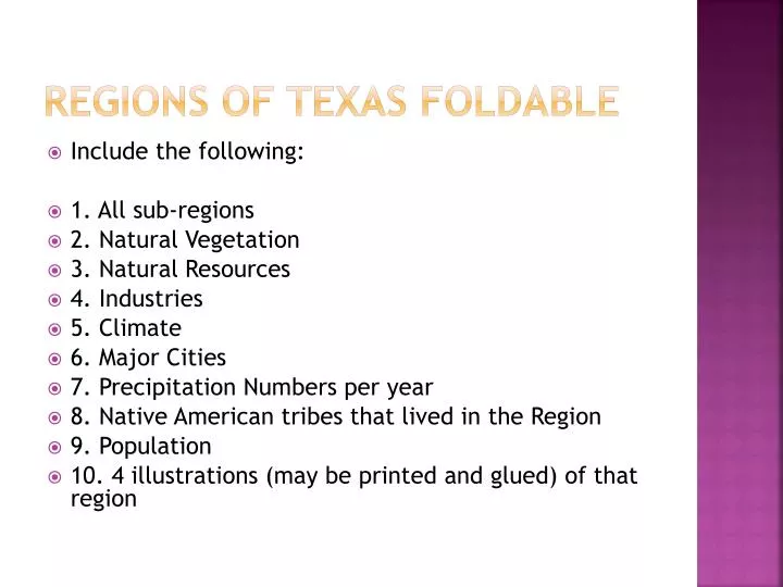 regions of texas foldable