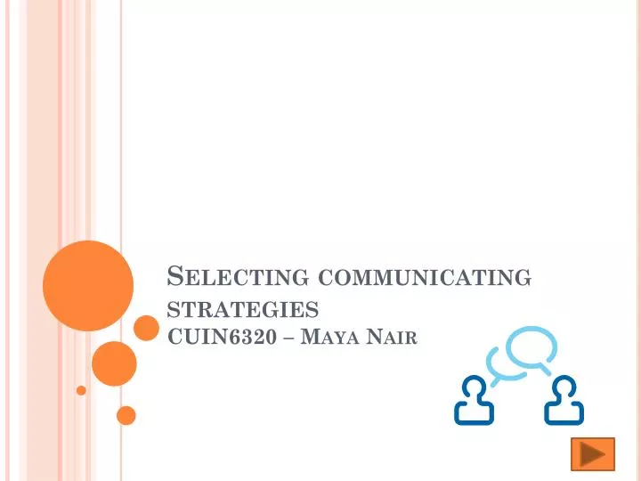 selecting communicating strategies cuin6320 maya nair