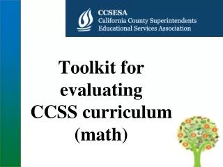 Toolkit for evaluating CCSS curriculum (math)