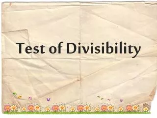 Test of Divisibility