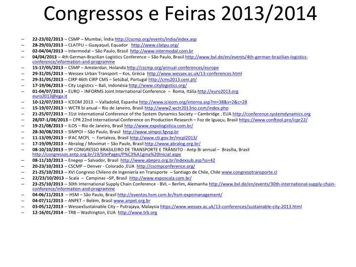 congressos e feiras 2013 2014