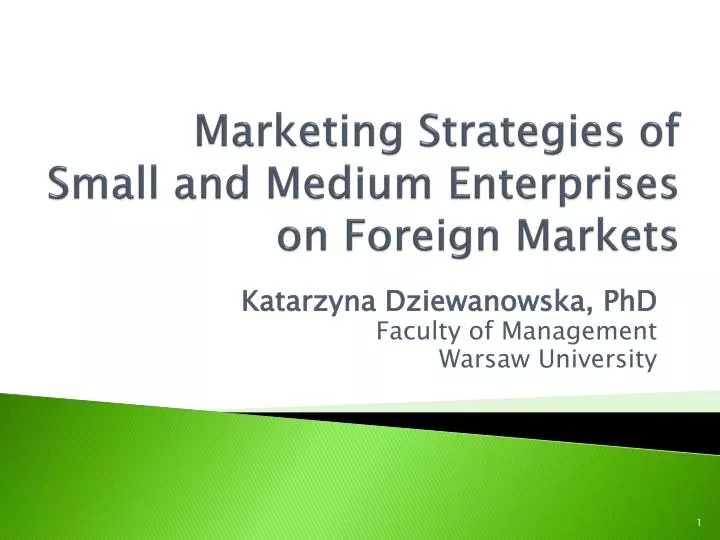 marketing strategies of small and medium enterprises on foreign markets