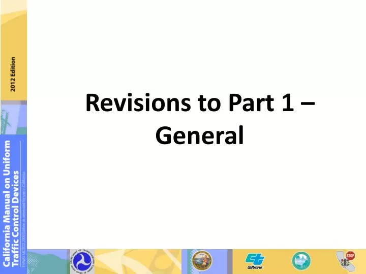 revisions to part 1 general