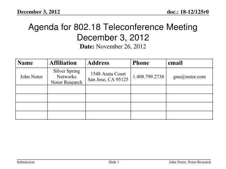 agenda for 802 18 teleconference meeting december 3 2012