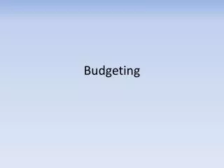 Budgeting