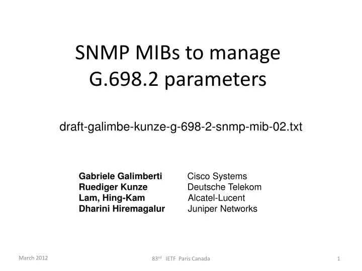 snmp mibs to manage g 698 2 parameters