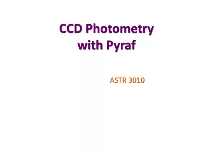 ccd photometry with pyraf