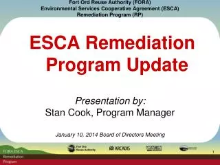 ESCA Remediation Program Update