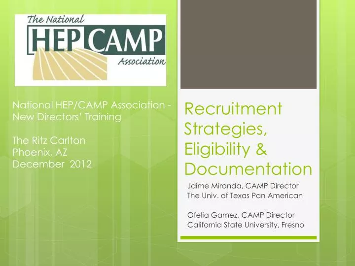 recruitment strategies eligibility documentation