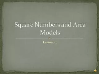 Square Numbers and Area Models