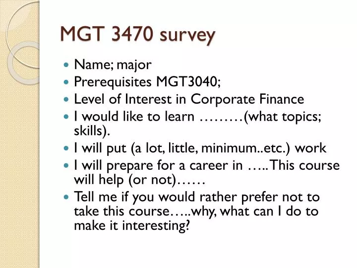 mgt 3470 survey