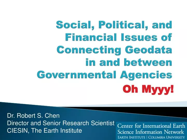 social political and financial issues of connecting geodata in and between governmental agencies