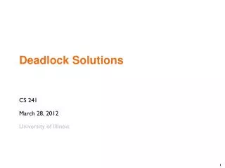 Deadlock Solutions